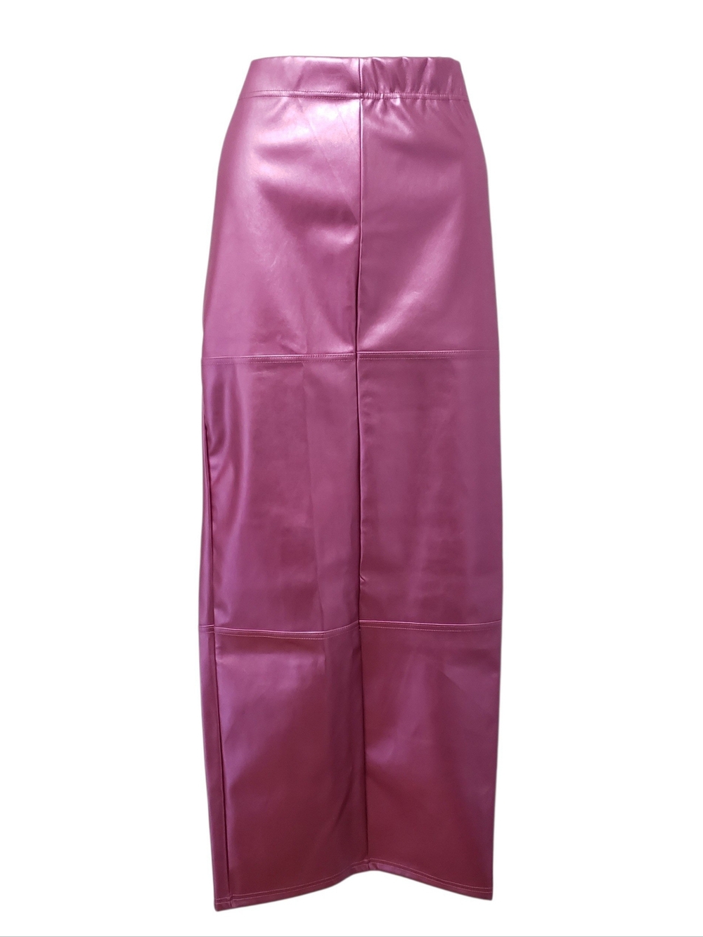 KTOO Pink Faux Leather Maxi Skirt with Slit | Medium